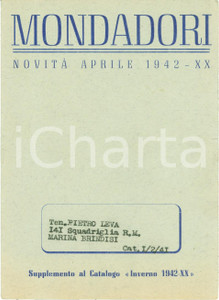 Materiale pubblicitario d’epoca 1942 MILANO Bollettino novitÃ  MONDADORI con schede Catalogo 1