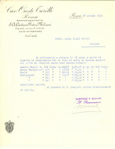 Documento originale, autentico 1929 ROMA Oreste TURILLI rappresentante Cartiere Pietro MILIANI Lettera 1