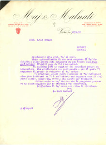 Documento originale, autentico 1929 VARESE MAJ & MALNATI Stabilimento TIPOGRAFICO Libretti paga Lettera 1