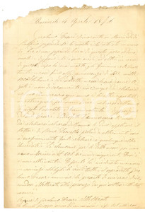 Documento originale, autentico 1876 BACIARDI PU Testamento di Girolamo CESARI con pio legato Manoscritto 1
