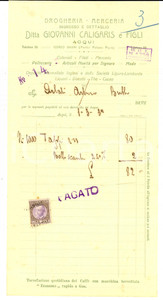 Documento originale, autentico 1932 ACQUI TERME AL Drogheria Giovanni CALIGARIS & Figli Fattura per tappi 1