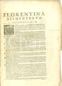 Documento originale, autentico 1679 FIRENZE Alimenti per senatore Vincenzo SACCHETTI Capolettera immagine città 1