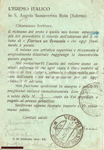 Autografo originale 1942 MERCATO SAN SEVERINO SA Autografo Carmine MANZI 1