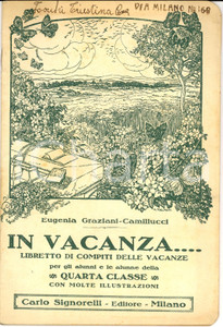 Libro, pubblicazione d epoca 1926 Eugenia GRAZIANI CAMILLUCCI Esercizi scolastici per vacanze  Libretto 1