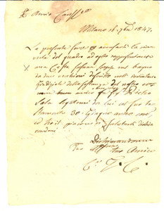 Documento originale, autentico 1847 MILANO Giuseppe CONSOLE riceve quadro casta Susanna da Pietro SALA 1
