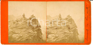 Fotografia d epoca originale 1890 ca ALPINISMO Scalatori sulla vetta del MONVISO Stereoscopica 1
