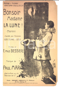 Oggetto da collezione cartaceo 1910 ca Emile BESSIERE Paul MARINIER Bonsoir madame la lune Ill. DOLA Spartito 1