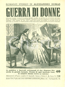 Oggetto da collezione cartaceo 1925 ca SONZOGNO Romanzi DUMAS Guerra di donne VOLANTINO ILLUSTRATO 1