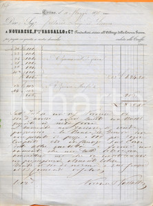 Documento originale, autentico 1879 LAURIANO TO F.lli VASSALLO a NOVARESE fondachieri Albergo CORONA GROSSA 1