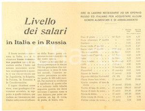 Materiale pubblicitario d’epoca 1950 ca ANTICOMUNISMO Livello dei salari in Italia e in Russia PROPAGANDA 4 1
