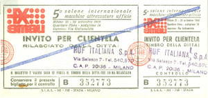Oggetto da collezione cartaceo 1968 MILANO Invito 5° SMAU Salone Macchine attrezzature ufficio RUF ITALIANA 2 1