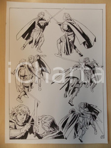 Opera d’arte autentica 2001 WAMPUS Luciano BERNASCONI Duello tra cavalieri Tavola originale LUBE 1