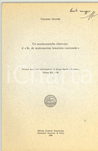 Libro, pubblicazione d epoca 1980 Vincenzo GIUFFRE De matronarum lenocinio coercendo 1