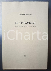 Libro, pubblicazione d epoca 2002 Giovanni PASCOLI Le ciaramelle Incisioni Teresita TERRENO  Ed. LIBOA  3 1