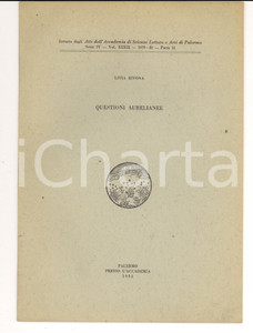 Libro, pubblicazione d epoca 1982 Accademia PALERMO Livia BIVONA Questioni aurelianee Saggio 1