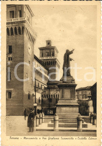 Cartolina originale da collezione 1947 FERRARA monumento Savonarola animata FG VG 1