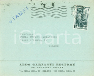 Materiale pubblicitario d’epoca 1950 ca MILANO Aldo GARZANTI Editore Busta intestata priva di contenuto 1