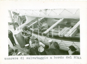 Fotografia d epoca originale 1937 NEW YORK USA Esercitazioni scialuppe salvataggio Transatlantico ROMA Foto 1
