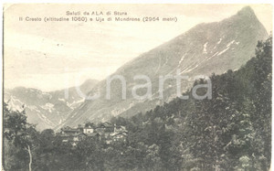 Cartolina originale da collezione 1923 ALA DI STURA TO Panorama con CRESTO  e UIA DI MONDRONE Cartolina FP VG 1