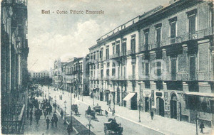 Cartolina originale da collezione 1917 BARI Carrozze e passanti in Corso Vittorio Emanuele Cartolina FP VG 1