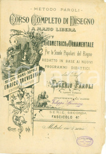 Documento originale, autentico 1920 ca Eugenio PAROLI Corso completo di disegno a mano libera Fascicolo 4 1