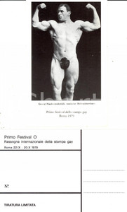 Cartolina originale da collezione 1979 ROMA Festival O STAMPA GAY Georg HACKENSCHMIDT mostra i muscoli 3 1