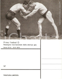 Cartolina originale da collezione 1979 ROMA Primo Festival O Stampa gay Lottatori in reggicalze Cartolina 5 1