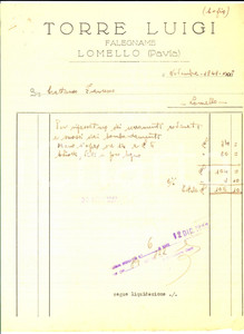 Documento originale, autentico 1942 LOMELLO PV Falegname Luigi TORRE Fattura intestata per serramenti 1