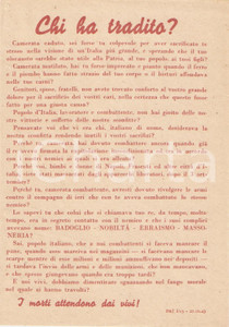 Documento originale, autentico 1943 PROPAGANDA RSI Non bisogna dimenticare chi ha tradito EBREI BADOGLIO 8 1
