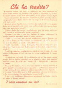 Documento originale, autentico 1943 PROPAGANDA RSI Non bisogna dimenticare chi ha tradito EBREI BADOGLIO 13 1