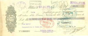 Documento originale, autentico 1931 MILANO Ente Centrale Approvvigionamenti E.C.A. Assegno pubblicitario 1