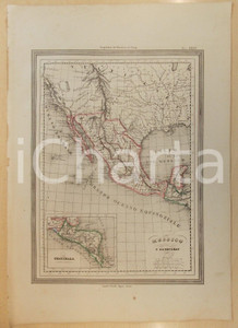 Stampa, bozzetto originale 1864 Atlante Universale  Messico e Guatemala Geografo DUVOTENAY Ed. GUIGONI 1