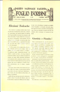 Documento originale, autentico 1930 PNF Foglio d ordini  Giustizia e piombo al processo di Trieste nÂ° 76 1