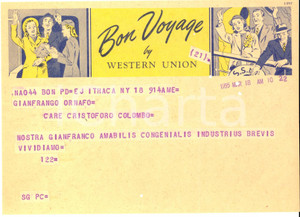 Materiale pubblicitario d’epoca 1955 WESTERN UNION Telegramma pubblicitario ILLUSTRATO 1