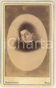 Fotografia d epoca originale 1870 ca MILANO Giovane seminarista  Ritratto POST MORTEM  Foto CASARICO CDV 1