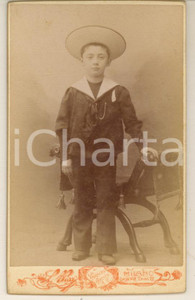 Fotografia d epoca originale 1880 ca MILANO Bambino vestito alla marinara  Ritratto  Foto L. RICCI CDV 1