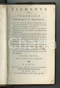 Libro, pubblicazione d epoca 1790 Antoine BAUMÃ‰ ElÃ©ments de pharmacie thÃ©orique VI Ã©dotion DANNEGGIATO 1
