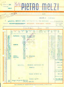Documento originale, autentico 1944 MILANO Pietro MELZI Fabbrica almanacchi Fattura commerciale 1
