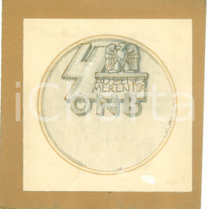 Stampa, bozzetto originale 1935 ca MILANO ONB Ad Benemerentia Bozzetto DISEGNATO A MANO medaglia 1