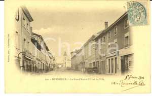 Cartolina originale da collezione 1904 MEXIMIEUX La Grand Rue et l HÃ´tel de Ville Carte postale VINTAGE 1