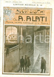 Materiale pubblicitario d’epoca Dicembre 1923 ROMA Ditta Cav. ALATI Canzoni di successo Listino ILLUSTRATO 1