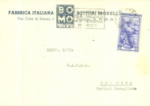 Cartolina originale da collezione 1952 MILANO Fabbrica Italiana Bottoni Modello Cartolina commerciale FG VG 1