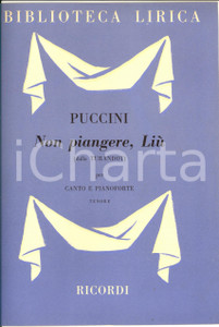 Oggetto da collezione cartaceo 1944 PUCCINI Turandot  Non piangere, LiÃ¹ Spartito RICORDI canto e pianoforte 1