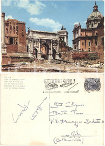 Materiale pubblicitario d’epoca 1966 ROMA Arco Settimio Severo Cartolina TIMBRO PUBBLICITARIO Attenzione! 1