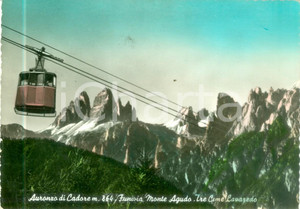 Cartolina originale da collezione 1964 AURONZO DI CADORE BL Funivia per il Monte AGUDO Cartolina FP VG 1