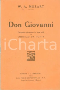 Oggetto da collezione cartaceo 1934 Lorenzo DA PONTE Don Giovanni Dramma giocoso in due atti Edizioni BARION 1