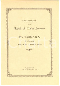 Documento originale, autentico 1900 FRESONARA Inno per inaugurazione SOCIETA  DI MUTUO SOCCORSO 6 1