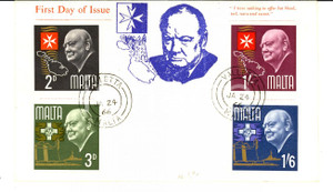 Materiale pubblicitario d’epoca 1966 MALTA Sir Winston Churchill Death Anniversary Envelope first day of issue 1