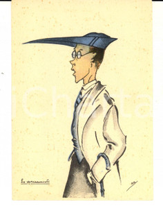 Cartolina originale da collezione 1940 ca SATIRA ACCADEMICA Lo spaccamonti Cartolina ILLUSTRATA Firma EA 1