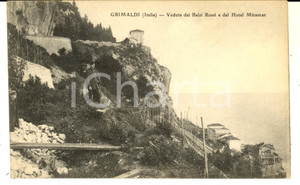 Cartolina originale da collezione 1900 ca VENTIMIGLIA GRIMALDI Veduta dei BALZI ROSSI e Hotel MIRAMAR Cartolina 1